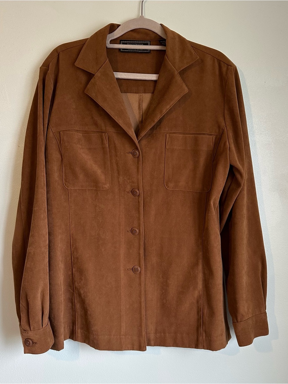 MEDIUM BROWN SUEDE BUTTON DOWN JACKET • MEDIUM • VTG EXPRESS